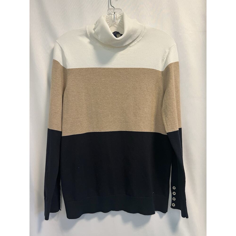 Tommy Hilfiger | Color Block Turtleneck Long Sleeve Sweater Neutral- Size Large